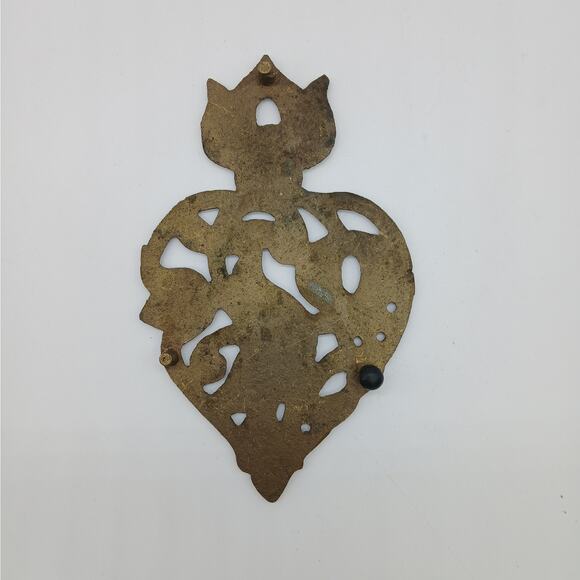 Vintage Trivet Featuring Ornate Bird  Cottagecore Decorative Brass Christmas - Picture 6 of 7